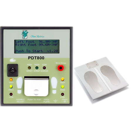 TRANSFORMING TECHNOLOGIES Digital Display ESD Tester & Foot Plate (No Stand), Wall Mounted PDT800